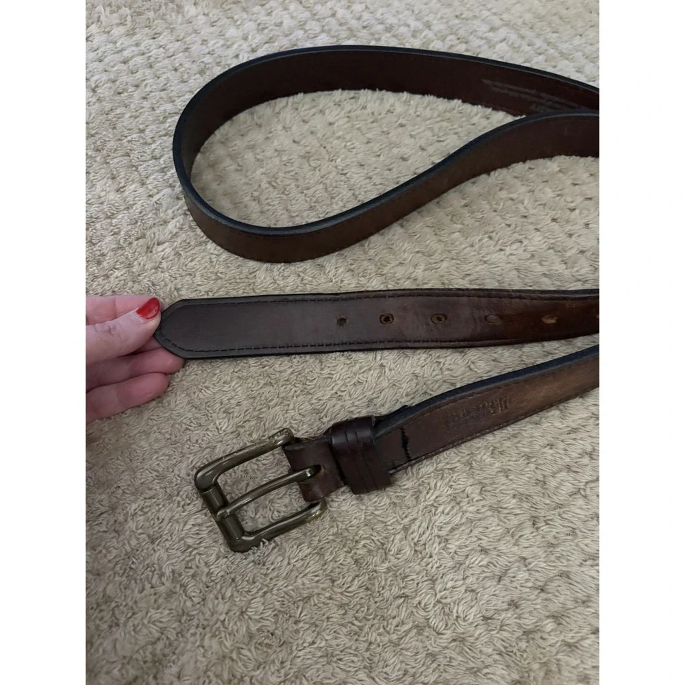 Duluth Trading Brown Leather Belt Men's Size 48 Lifetime Durability Made In USA